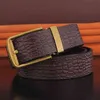 Haute qualité boucle ardillon ceintures de luxe hommes rétro jaune ceinture cuir de vachette rouge cintos masculinos marque populaire