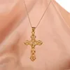 Pendant Necklaces Religious Believe Men Women Alloy Cross Hollow Jesus Choker Church Pray Casual Party Gold Necklace Jewelry