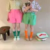 Meisjes katoen kleurrijke losse shorts kinderen kant grote zak casual Koreaanse stijl bodems 210723