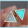 Stud Jewelrystud Minimalist Female Blue Triangle Opal Earrings Simple Sier Color Cool Geometric Small Wedding For Women1 Drop Delivery 2021