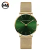 36mm Green Face Gold Dial Japan Quartz Movement Ladies Wristwatches Stainless Steel Mesh Ultra thin Waterproof Women Watches 210527