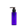 Bouteille en plastique PET bleu forme de colonne circulaire collier en aluminium noir apporter boucle de carte pompe à lotion vide cosmétique récipient d'emballage rechargeable 100 ml 200 ml 250 ml