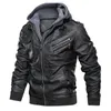 Großhandel Designer Herren Herbst Winter Motorrad Lederjacke Windjacke Mit Kapuze PU-Jacken Männliche Outwear Warme Baseballjacken Plus Größe 3