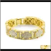 Link, Chain Drop Delivery 2021 Mens Hip Hop Gold Link Bracciali Gioielli Sier Fashion Simulation Diamond Crystal Iced Out Bracciale Loxvn