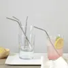 Drinkware Reusable ECO-friendly Drinking Straw Straight Bend Metal Straws Bar Family kitchen For Beer Fruit Juice Drink Party Accessory DH205