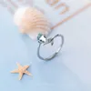 Open verstelbare Sterling Zilver 925 Marine Life Ring voor Vrouwen Gift Blue Crystal Loverly Mermaid Staart Fijne Sieraden 210707