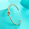 Luxury Circular Knot Stainless Steel Bracelets Bangles for Women Men Lover Couple Open Cuff Vintage Bangle Gold Color Jewelry Q0719