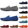 2021 hommes robe chaussures en daim noir bleu foncé vin rouge gris orange vert marron hommes sans lacet chaussure en cuir paresseux