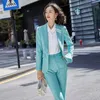 Pantaloni da abito professionali di alta qualità Pantaloni da ufficio in due pezzi Autunno e inverno Slim Giacca da donna Abiti da lavoro casual Donna 210527