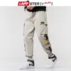 Pantalon cargo vert armée hommes hommes japonais streetwear ruban pantalons de survêtement noir joggers piste plus taille 210420