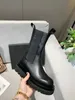 Schwarze Damen-hohe Stiefel, hochwertige Designer-Markenstiefel, Leder, niedriger Absatz, Martin-Lederschuhe, Damen-Stiefeletten mit flachem Boden und Reißverschluss