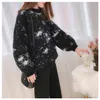 H.SA Kvinnor Långtröja och Pullovers Mode Loose Jumpers Black White Galaxy Harajuku Pull Femme Oversized Mohair 210417