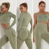 Women Seamless yoga set Sports Suit For Workout Outfit Fitness Set High Waist Clothes Woman Activewear 210802