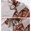 Höst Mode Vintage Utskrift Dam Toppar Långärmad Chiffonskjorta Kvinnor Casual Floral Cardigan Blouse Blusa 10850 210521