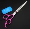 JOEWELL hair scissors 3pcs/set of 7.0 inch pink elastic paint handle 440C stainless steel 62HRC with case