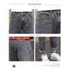 Tfetters jeans homens estilo de rua coreano caindo perna larga solta meados de calças reta coreano tendência jeans marca 211120