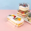 Gobelets jetables pailles 10 pièces boîte à gâteau créative Transparent en plastique pudding Tiramisu boîtes d'emballage de fruits tasse à dessert faite à la main avec couvercle