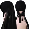 Hijab in chiffon pesante color bolla Solider con corda elastica per cuffia Usa stile Scialli musulmani gratuiti Sciarpa lunga tinta unita