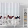 Cortina de chuveiro de floresta padrão de nevoeiro decoração de banheiro cortinas montanhas para banheiro chuveiro cortinas psicodélicas com ganchos 211116