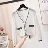 Oversized Sweater Cardigan Tops Polo Collar Women Shirt Korean Fashion Knitted Long Sleeve Thin Woman Brown Cropped Cashmere 210604