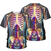 Męskie koszulki 3D Human Bones Print T-shirt Men 2022 Summer O Neck TEE TEE TOPS Zabawne strój w stylu męskie ubrania swobodne