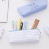 Potloodzakken 10 stks /lot kawaii klein vers eiland blauw canvas schoolbenodigdheden zeiler windenpen zakje stationery tas groothandel