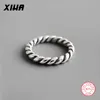 Clusterringen Vintage 925 Sterling Silver Ring voor vrouwen Simple Cute Teen Girl Twist Dainty Stackable Pinky Fashion Statement Sieraden