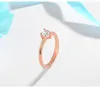 100% 925 Sterling Silver Ring Heart Clear CZ biały / żółty / różany Złoty Kolor dla kobiet Zaręczyny Biżuteria Prezent