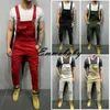 남성용 바지 남성 데님 Dungaree Bib Jumpsuits 남성 캐주얼 모토 바이커 청바지 패션 긴 바지 플러스 사이즈