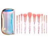 TUOLIDI New design custom Logo 10pcs makeup brush kit Transparent Diamonds Crystal Handle Makeup Brush sets3109132