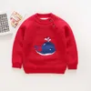 Infant Cartoon Whale Design Pullovers Toddler O-neck Velvet Sweater Warm Children's Sweaters Baby Boys Girls Kid Winter Clothing Y1024