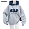 NEEDBO MILF Hoodies Women's Sweatshirts Letter Print Lamb Wool Pullovers Loose Korean Style Jacket Full Sleeve Casual Tops 210909