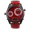 Orologi da polso 2021 Orologio analogico digitale a LED da uomo Army Big Head 3 Fuso orario Sport Orologio da polso al quarzo giapponese in pelle Moda Oulm