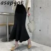 Asapgot Herbst Winter Korean Chic Rüschen Schlanke Hohe Taille Meerjungfrau Röcke Frauen Wilde Feste Wrap Hüfte Gestrickte Trompete Rock Faldas 210412