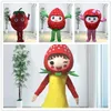 Aardbei Cartoon Mascotte Kostuum Blueberry Anime Character Hoofddekking Jurk Fruit Halloween Christmas Parade Pakken Outfit