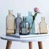 Kolorowy szklany wazon przezroczysty prosty szklany stół do butelek rzemieślniczych ozdób akcesoria dekoracji domów wazony dla domów 210409