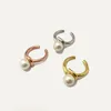2021 verão moda feminina jóias simples personalidade dourada nó anéis com pérola tamanho ajustável