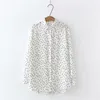 Primavera Leopard Camisas Corrente Impressão Listrada Mulheres Branco Bolinhas Chiffon Blusas Tops 210421