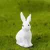 Objets décoratifs Famille de lapin blanc Lapin de Pâques Poupée Ornement Jouet Miniature Animaux Accessoire Fée Jardin Décoration Mousse Micro Paysage Matériel ZWL416