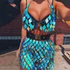 Basit Rhombic Sequins Lady Camis Moda Metal Zincir Kırpma Tops Yaz Göz Yakalama Rave Festivali Parlak Kaşkorse 210401 Tops