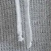 Suéteres casuales de color gris sólido para mujer, sudaderas con capucha de punto holgadas a la moda para mujer, jerséis con capucha elegantes de bolsillo para mujer 210520