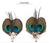 Heren sieraden broche Koreaanse blazer accessoire bruiloft uitvoering pauw veren broches pin corsage voor heer 5pcs230y