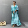 Damskie Stroje kąpielowe 2022 Boho Retro Paski Plus Size Kobiety Swimsuit Cover Up Summer Outing Sexy Bikini Wrap Dress Beachwear Kimono Pareo