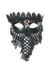 Svart Vit Pearl Beading Veil Mask Bar Nattklubb Party Visa Kvinnor Masked Singer Props Halloween Cosplay Cat Masks Tillbehör