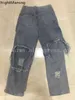 Japonais Ripped Hole Denim Pant Harajuku Streetwear Hip Hop Femme Homme Plus Baggy Lâche Droite Noir Bleu Jeans Punk Survêtement 210716
