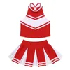 Cheerleader Costume Kids Girls Jazz Dance Costume Sleeveless Zippered Tops with Pleated Skirt Set School Cheerleading Uniforms