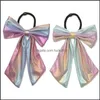 Bandes Bijoux Bijoux2pcs Ribbow Bow Laser Élastique Chouchous Tête En Caoutchouc Cravate Pour Filles Chapeaux Femmes Cheveux Aessories Enfants Candy Co