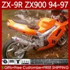 Moto Bodywork for Kawasaki Ninja ZX 9R 9 R 900 CC ZX9 광택 오렌지 R ZX900C 94-97 바디 100NO.58 ZX900 900CC ZX-9R ZX9R 94 95 96 97 ZX-900 1994 1995 1996 1997 1997 OEM 페어링 키트