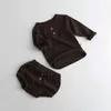 Bear Leader Beebes Vêtements Ensembles 2022 Nouvelle mode Nouveau-né Bébé Solide Tops et Shorts Tenue Toddler Vêtements de style coréen Y220310