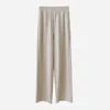Slacks Women's Loose Summer Pants Soft Ice Silk Ankle-Length Black Wide Leg Grey Khaki Women High Waisted Trousers 211115